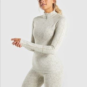 New Gymshark Fleur Texture 1/2 zip pullover